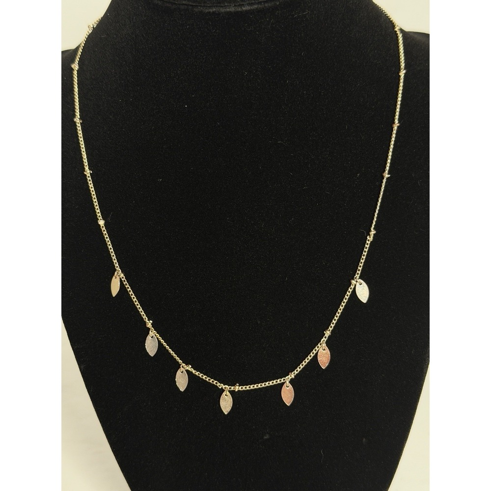 Lightweight Gold Tone Petal Leaf Necklace Delicate Layering Chain 18"